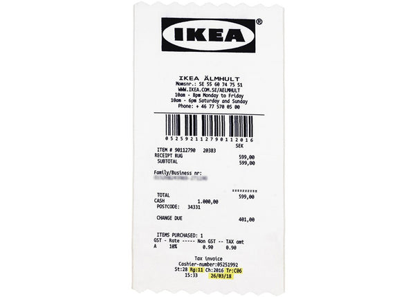 IKEA x VIRGIL ABLOH "RECEIPT" Rug